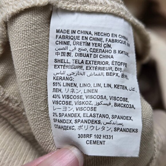 Bebe Sz 2 Cream Linen Blend Pull On Casual Cargo Pants Drawstring Waist Pockets - Picture 12 of 14